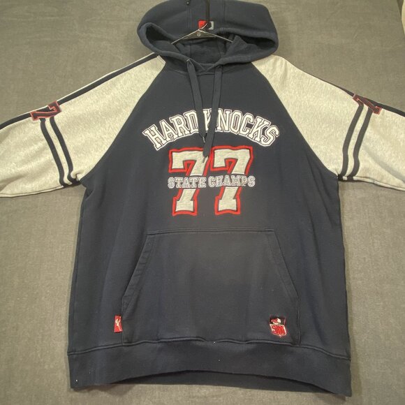 Hard Knocks 77 State Champs Embroidered Navy & Gray Sweater Hoodie Mens Size XL - Picture 5 of 10